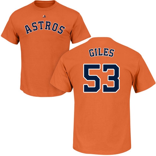MLB Nike Houston Astros #53 Ken Giles Orange Name & Number T-Shirt