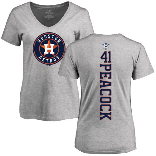MLB Women's Nike Houston Astros #41 Brad Peacock Ash Backer T-Shirt