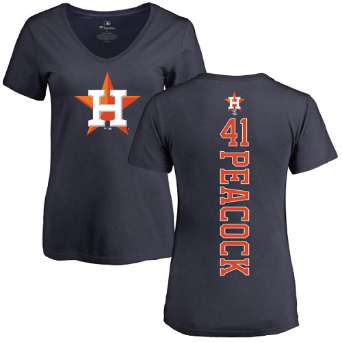 MLB Women's Nike Houston Astros #41 Brad Peacock Navy Blue Backer T-Shirt