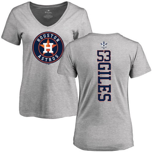 MLB Women's Nike Houston Astros #53 Ken Giles Ash Backer T-Shirt