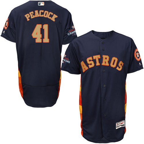 Men's Majestic Houston Astros #41 Brad Peacock Navy Blue Alternate 2018 Gold Program Flex Base Authentic Collection MLB Jersey