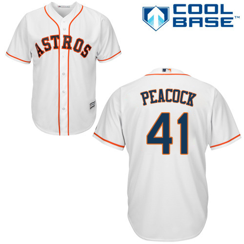 Men's Majestic Houston Astros #41 Brad Peacock Replica White Home Cool Base MLB Jersey