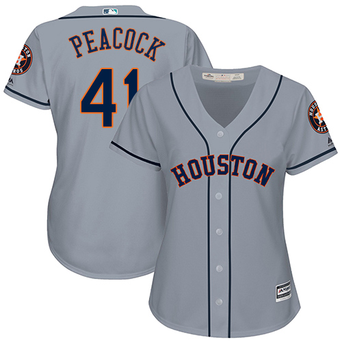 Women's Majestic Houston Astros #41 Brad Peacock Authentic Grey Road Cool Base MLB Jersey