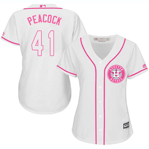 Women's Majestic Houston Astros #41 Brad Peacock Authentic White Fashion Cool Base MLB Jersey