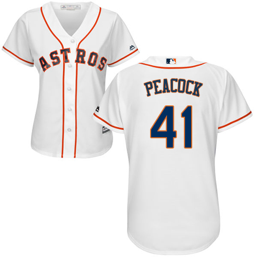 Women's Majestic Houston Astros #41 Brad Peacock Authentic White Home Cool Base MLB Jersey