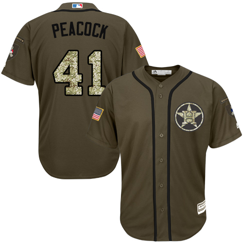 Youth Majestic Houston Astros #41 Brad Peacock Authentic Green Salute to Service MLB Jersey