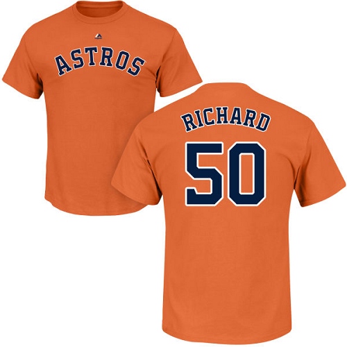 MLB Nike Houston Astros #50 J.R. Richard Orange Name & Number T-Shirt