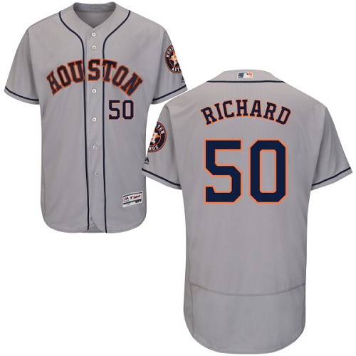 Men's Majestic Houston Astros #50 J.R. Richard Grey Road Flex Base Authentic Collection MLB Jersey