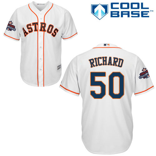 Youth Majestic Houston Astros #50 J.R. Richard Authentic White Home 2017 World Series Champions Cool Base MLB Jersey