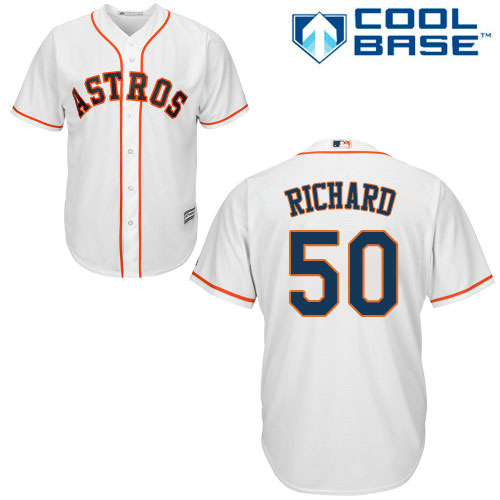 Youth Majestic Houston Astros #50 J.R. Richard Authentic White Home Cool Base MLB Jersey
