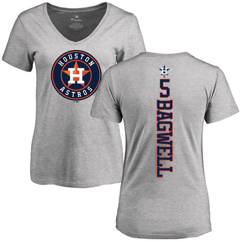 MLB Women's Nike Houston Astros #5 Jeff Bagwell Ash Backer T-Shirt