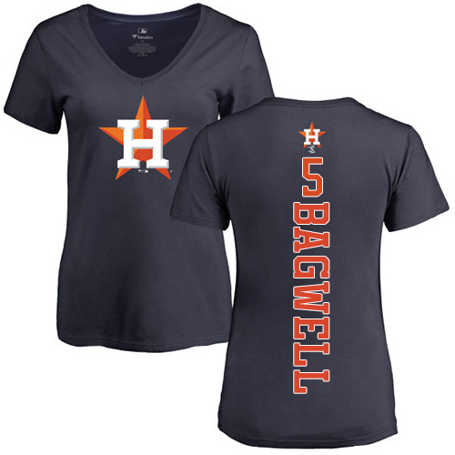 MLB Women's Nike Houston Astros #5 Jeff Bagwell Navy Blue Backer T-Shirt