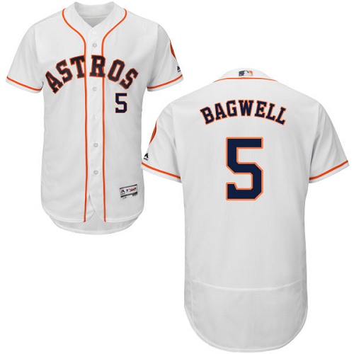 Men's Majestic Houston Astros #5 Jeff Bagwell White Home Flex Base Authentic Collection MLB Jersey