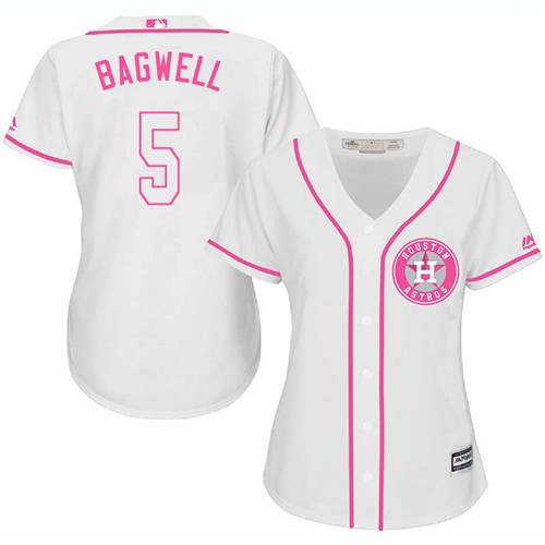 Women's Majestic Houston Astros #5 Jeff Bagwell Authentic White Fashion Cool Base MLB Jersey