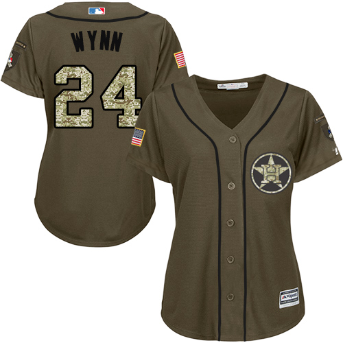 Women's Majestic Houston Astros #24 Jimmy Wynn Authentic Green Salute to Service MLB Jersey