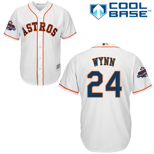 Youth Majestic Houston Astros #24 Jimmy Wynn Authentic White Home 2017 World Series Champions Cool Base MLB Jersey