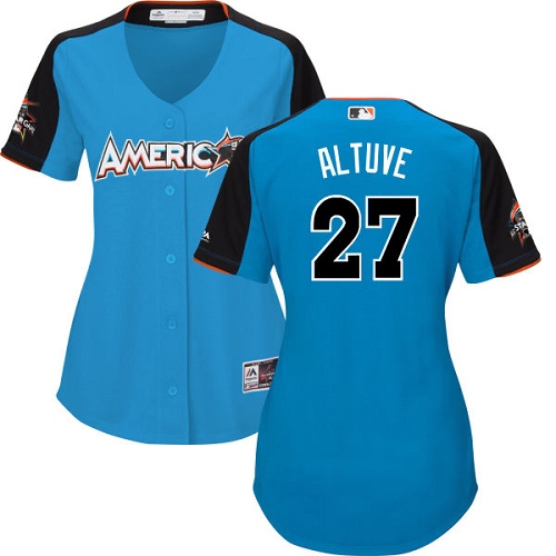 Women's Majestic Houston Astros #27 Jose Altuve Authentic Blue American League 2017 MLB All-Star MLB Jersey