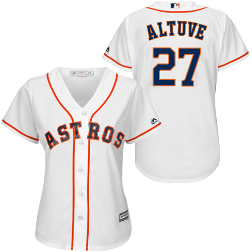Women's Majestic Houston Astros #27 Jose Altuve Authentic White Home Cool Base MLB Jersey