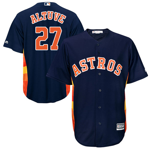 Youth Majestic Houston Astros #27 Jose Altuve Authentic Navy Blue Alternate Cool Base MLB Jersey