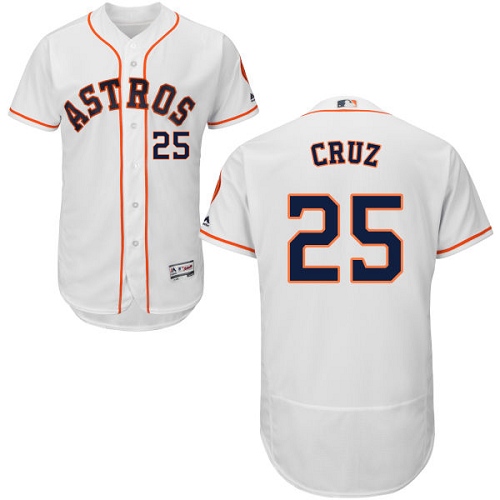 Men's Majestic Houston Astros #25 Jose Cruz Jr. White Home Flex Base Authentic Collection MLB Jersey