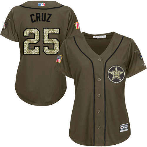 Women's Majestic Houston Astros #25 Jose Cruz Jr. Authentic Green Salute to Service MLB Jersey