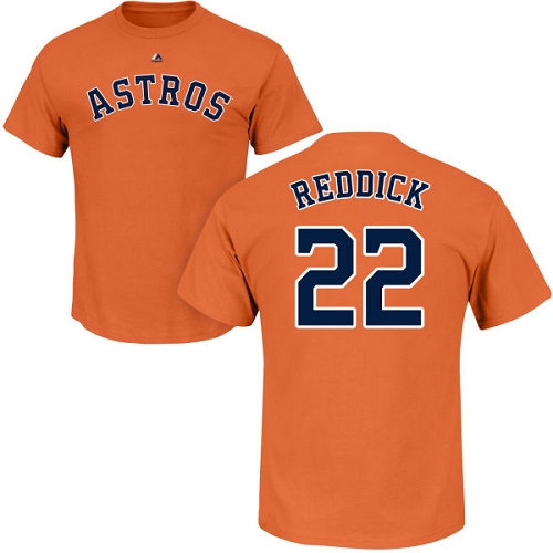 MLB Nike Houston Astros #22 Josh Reddick Orange Name & Number T-Shirt