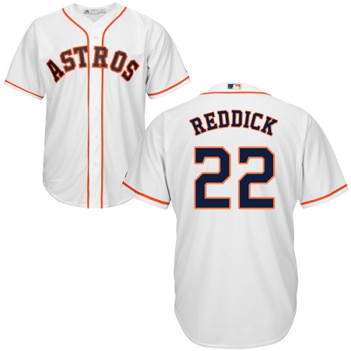 Youth Majestic Houston Astros #22 Josh Reddick Authentic White Home Cool Base MLB Jersey