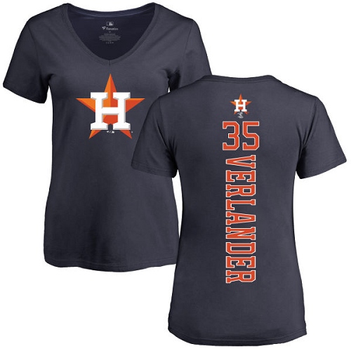 MLB Women's Nike Houston Astros #35 Justin Verlander Navy Blue Backer T-Shirt