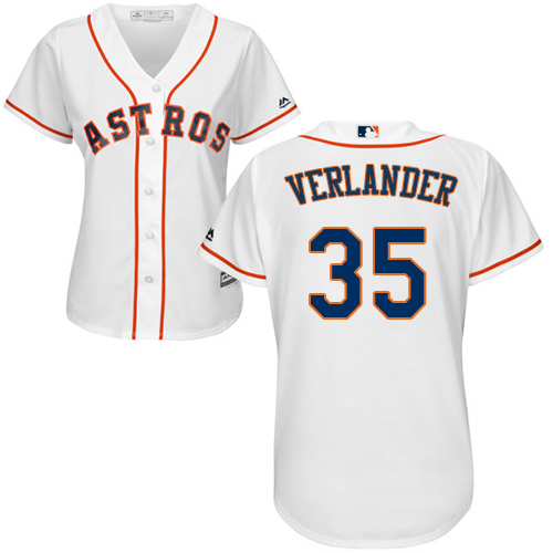 Women's Majestic Houston Astros #35 Justin Verlander Authentic White Home Cool Base MLB Jersey
