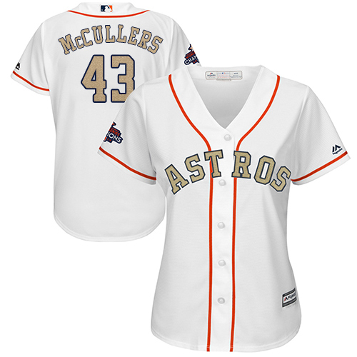 Women's Majestic Houston Astros #43 Lance McCullers Authentic White 2018 Gold Program Cool Base MLB Jersey