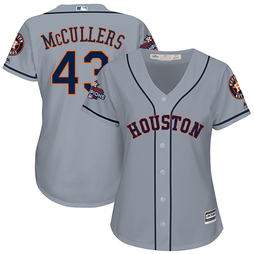 Women's Majestic Houston Astros #43 Lance McCullers Replica Grey Road 2017 World Series Champions Cool Base MLB Jersey