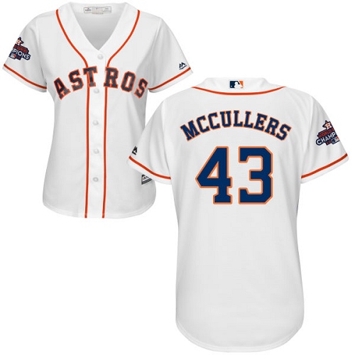 Women's Majestic Houston Astros #43 Lance McCullers Replica White Home 2017 World Series Champions Cool Base MLB Jersey