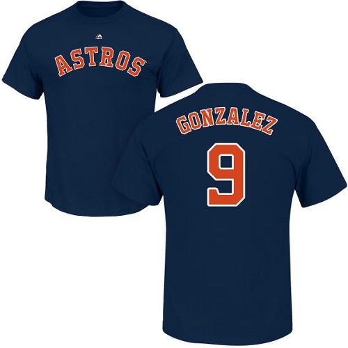 MLB Nike Houston Astros #9 Marwin Gonzalez Navy Blue Name & Number T-Shirt