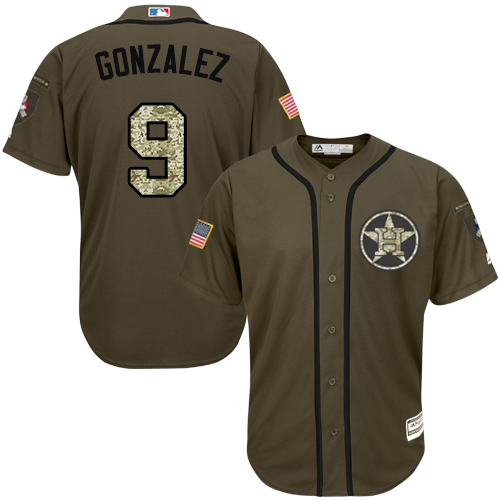 Men's Majestic Houston Astros #9 Marwin Gonzalez Authentic Green Salute to Service MLB Jersey