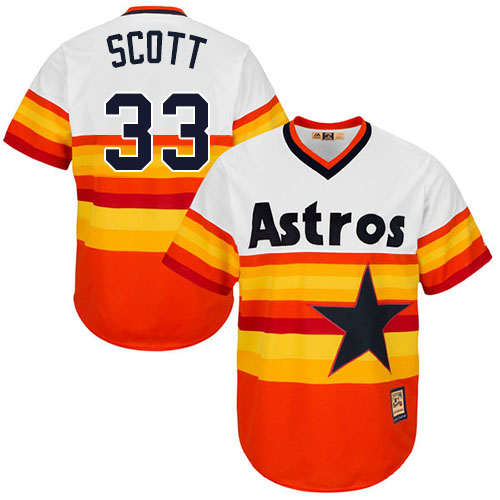 Men's Majestic Houston Astros #33 Mike Scott Authentic Orange Cooperstown MLB Jersey
