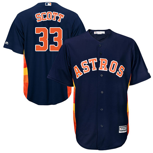 Youth Majestic Houston Astros #33 Mike Scott Authentic Navy Blue Alternate Cool Base MLB Jersey