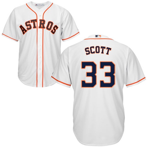 Youth Majestic Houston Astros #33 Mike Scott Authentic White Home Cool Base MLB Jersey