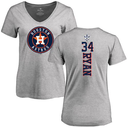 MLB Women's Nike Houston Astros #34 Nolan Ryan Ash Backer T-Shirt