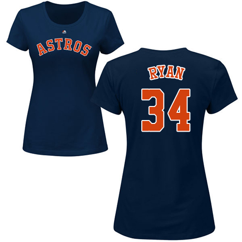 MLB Women's Nike Houston Astros #34 Nolan Ryan Navy Blue Name & Number T-Shirt