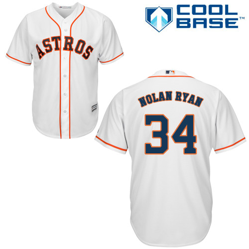 Men's Majestic Houston Astros #34 Nolan Ryan Replica White Home Cool Base MLB Jersey