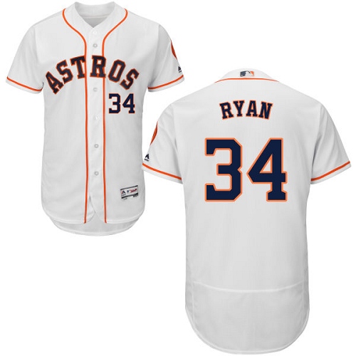 Men's Majestic Houston Astros #34 Nolan Ryan White Home Flex Base Authentic Collection MLB Jersey