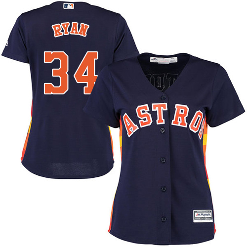 Women's Majestic Houston Astros #34 Nolan Ryan Authentic Navy Blue Alternate Cool Base MLB Jersey