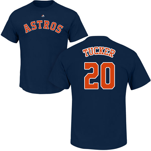 MLB Nike Houston Astros #20 Preston Tucker Navy Blue Name & Number T-Shirt