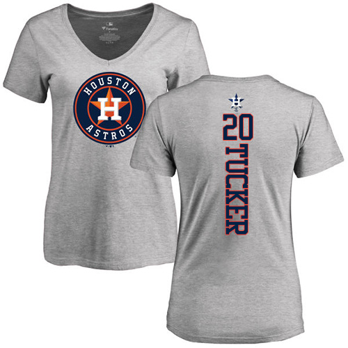MLB Women's Nike Houston Astros #20 Preston Tucker Ash Backer T-Shirt