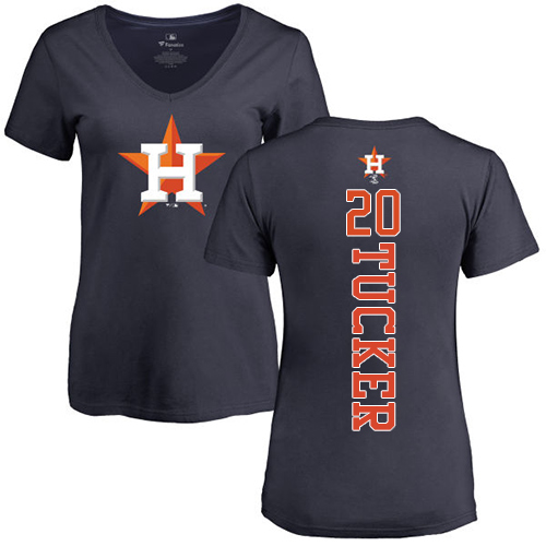 MLB Women's Nike Houston Astros #20 Preston Tucker Navy Blue Backer T-Shirt