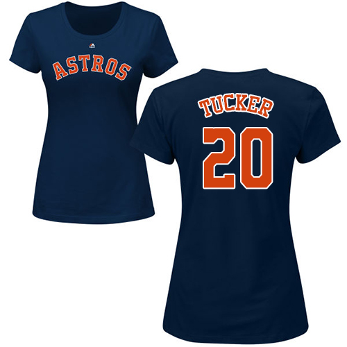 MLB Women's Nike Houston Astros #20 Preston Tucker Navy Blue Name & Number T-Shirt