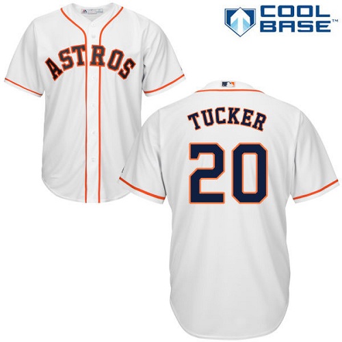 Youth Majestic Houston Astros #20 Preston Tucker Authentic White Home Cool Base MLB Jersey