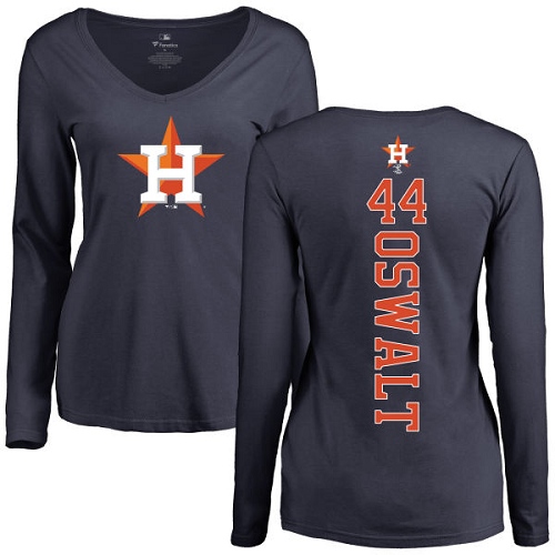 MLB Women's Nike Houston Astros #44 Roy Oswalt Navy Blue Backer Long Sleeve T-Shirt