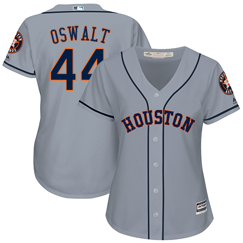 Women's Majestic Houston Astros #44 Roy Oswalt Authentic Grey Road Cool Base MLB Jersey