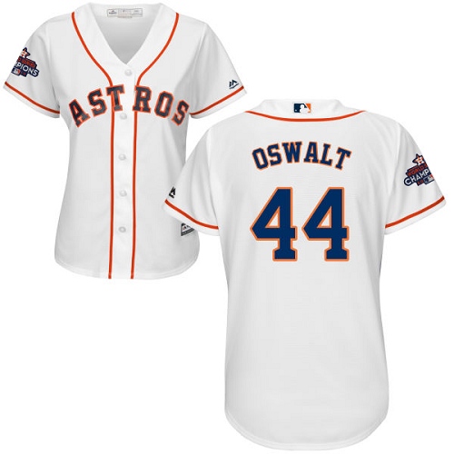 Women's Majestic Houston Astros #44 Roy Oswalt Authentic White Home 2017 World Series Champions Cool Base MLB Jersey